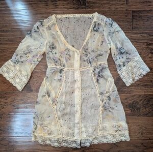 Fairycore Floral Lace Sheer Robe Coverup